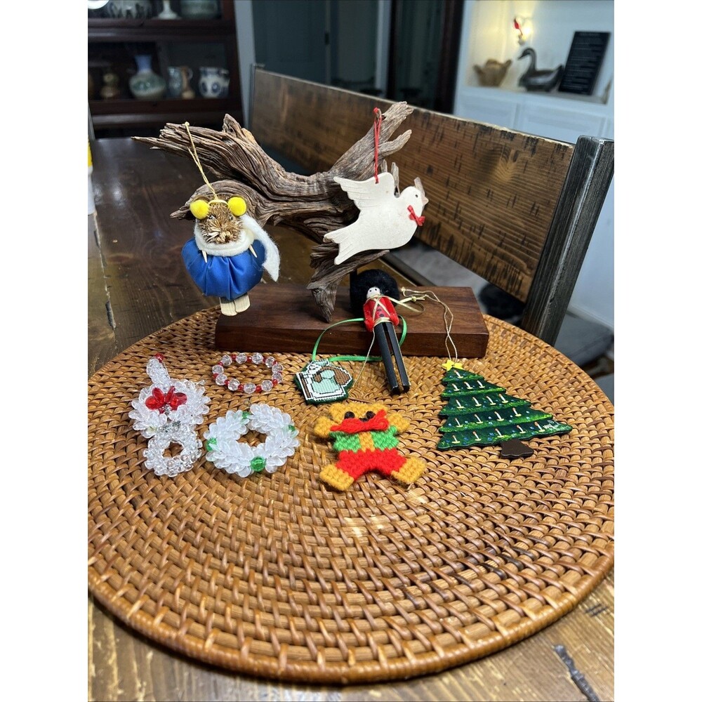 Vintage Lot Of Christmas Handmade Ornaments- Lot Of 9